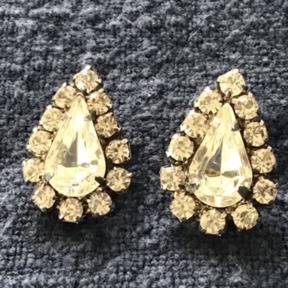 Vintage Rhinestone Earrings - Picture 1 of 5